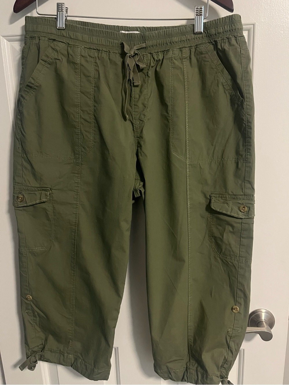 Curve Appeal Women’s Olive Green Cargo Drawstring Pants Size 14